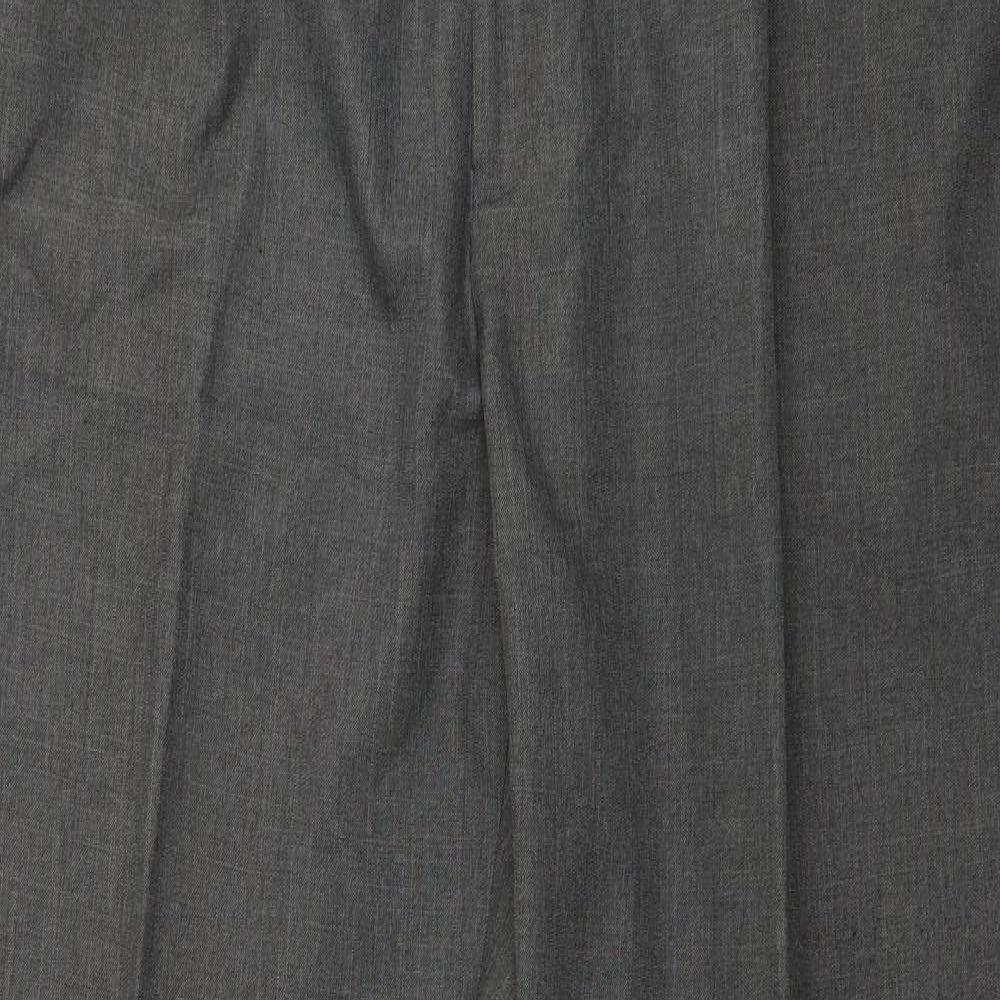 Marks and Spencer Mens Grey  Polyester Trousers  Size 42 in L33 in Regular Zip
