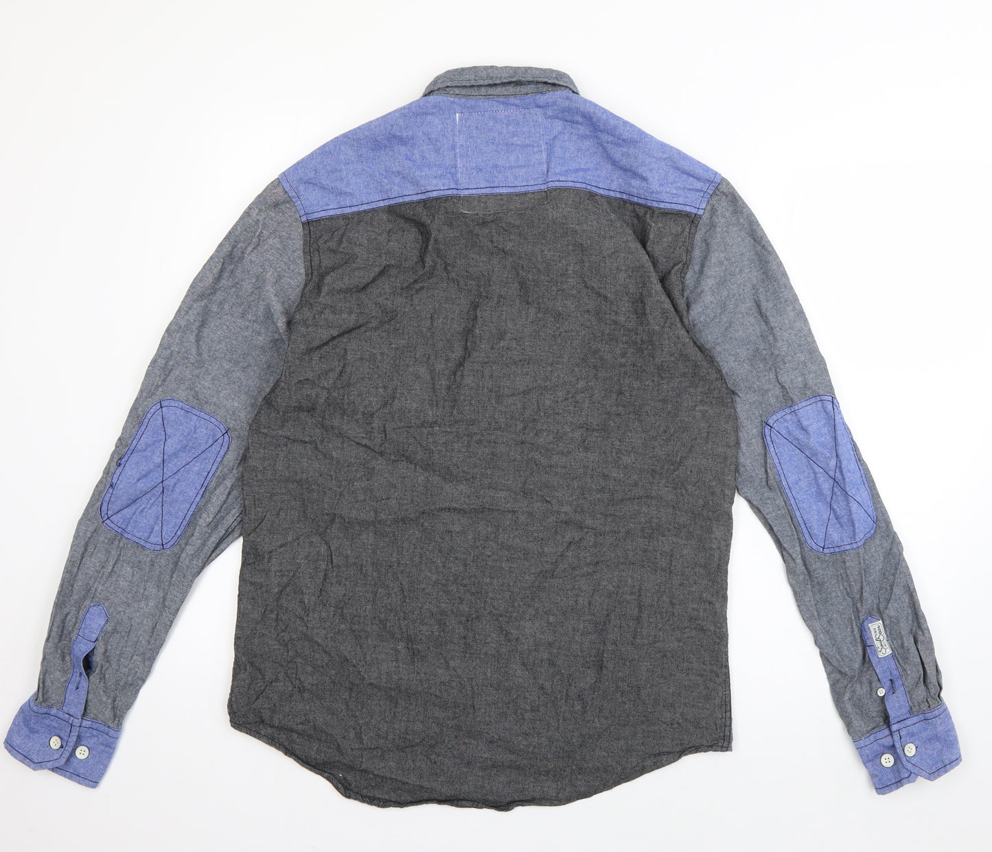 Soul Star Mens Grey  Cotton  Button-Up Size L Collared Button