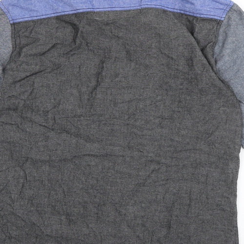 Soul Star Mens Grey  Cotton  Button-Up Size L Collared Button