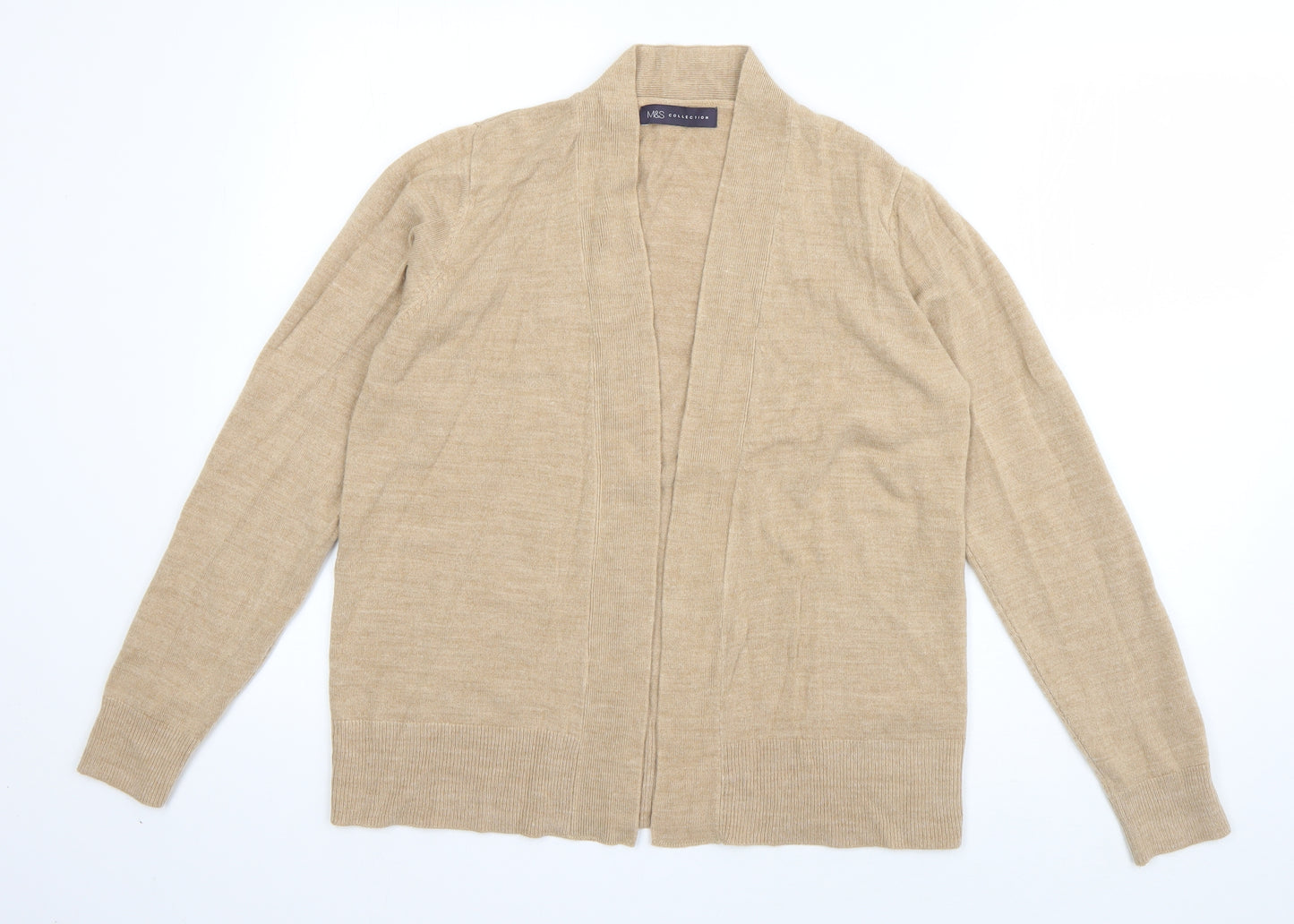 Marks and Spencer Womens Beige V-Neck  Acrylic Cardigan Jumper Size M