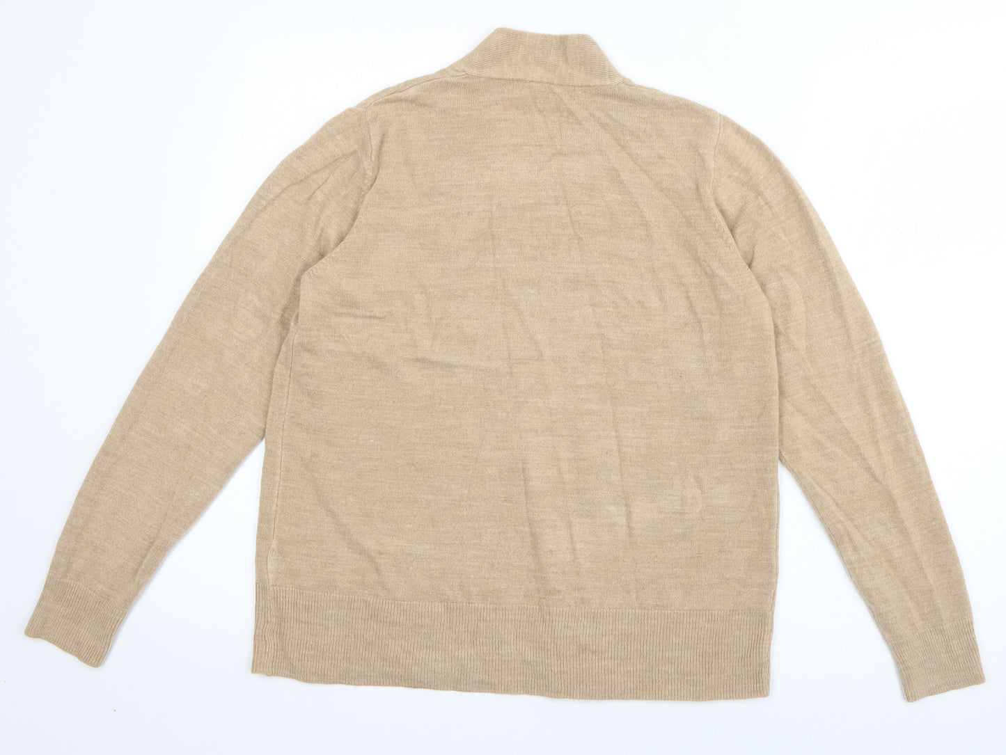 Marks and Spencer Womens Beige V-Neck  Acrylic Cardigan Jumper Size M