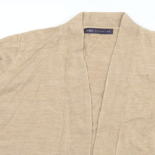 Marks and Spencer Womens Beige V-Neck  Acrylic Cardigan Jumper Size M