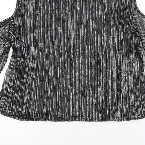 Parisian Womens Silver  Polyester Basic T-Shirt Size 14 Boat Neck - Pleated