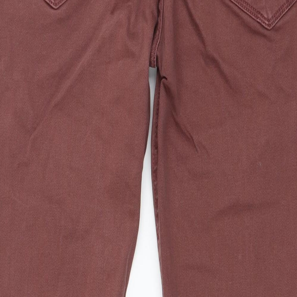 Marks and Spencer Mens Brown  Cotton Tapered Jeans Size 34 in L30 in Regular Button
