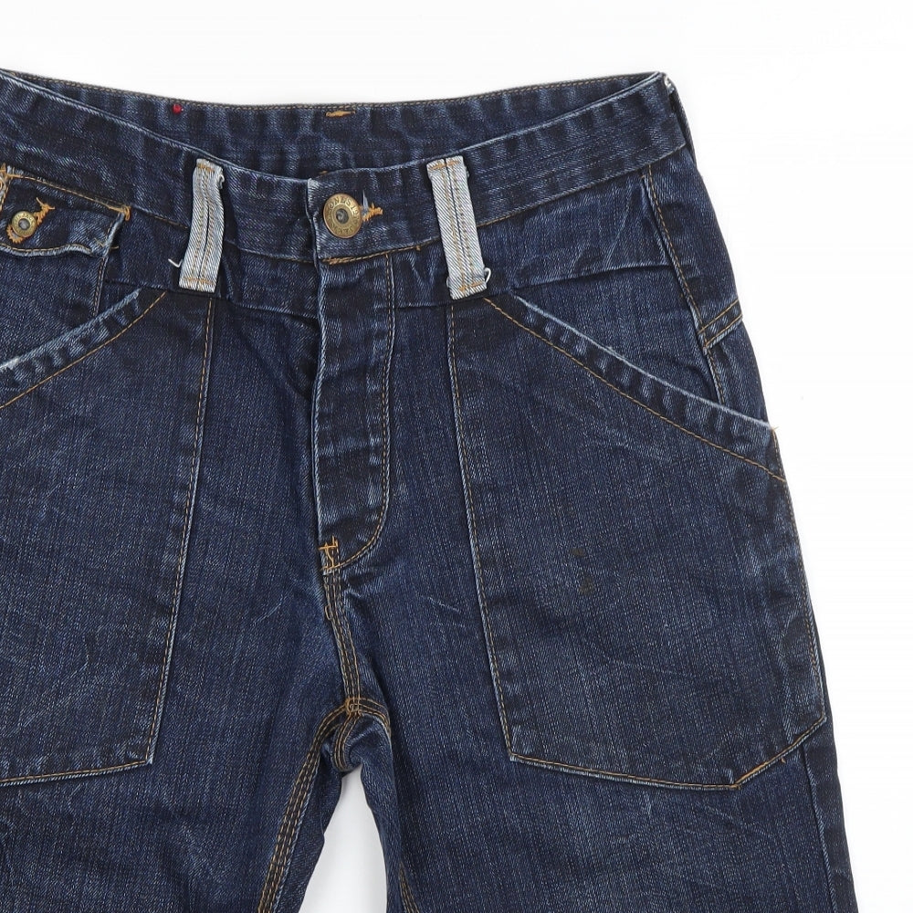JACK & JONES Mens Blue  Cotton Bermuda Shorts Size M L11 in Regular Button