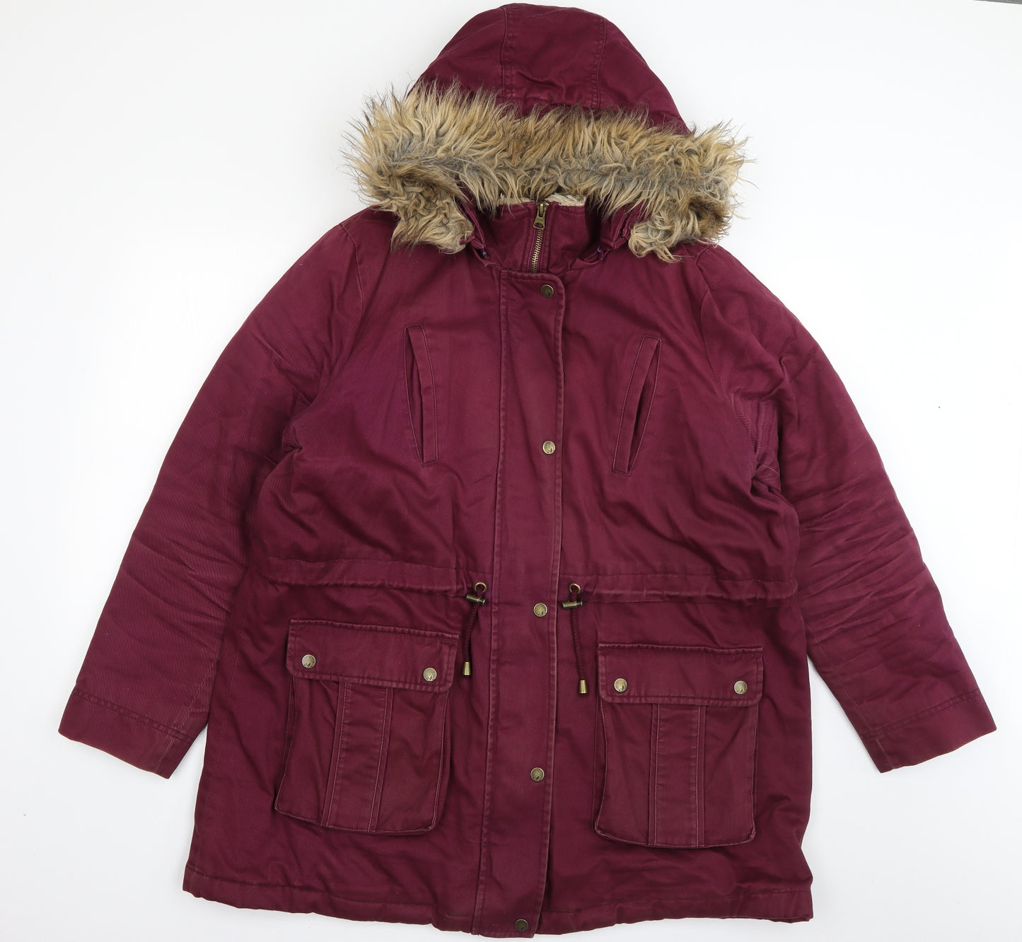 Marks and Spencer Womens Purple   Parka Coat Size 16  Zip