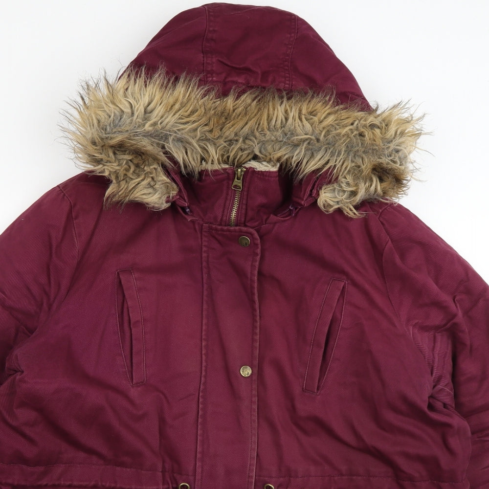 Marks and Spencer Womens Purple   Parka Coat Size 16  Zip