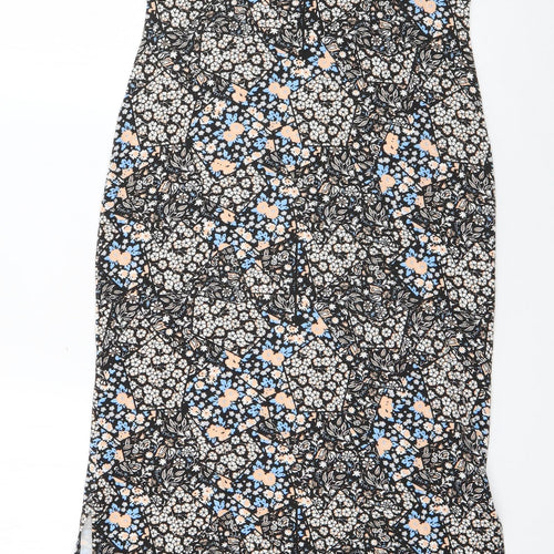 Miss Selfridge Womens Black Geometric Viscose Maxi  Size 10  Round Neck Pullover - lace back