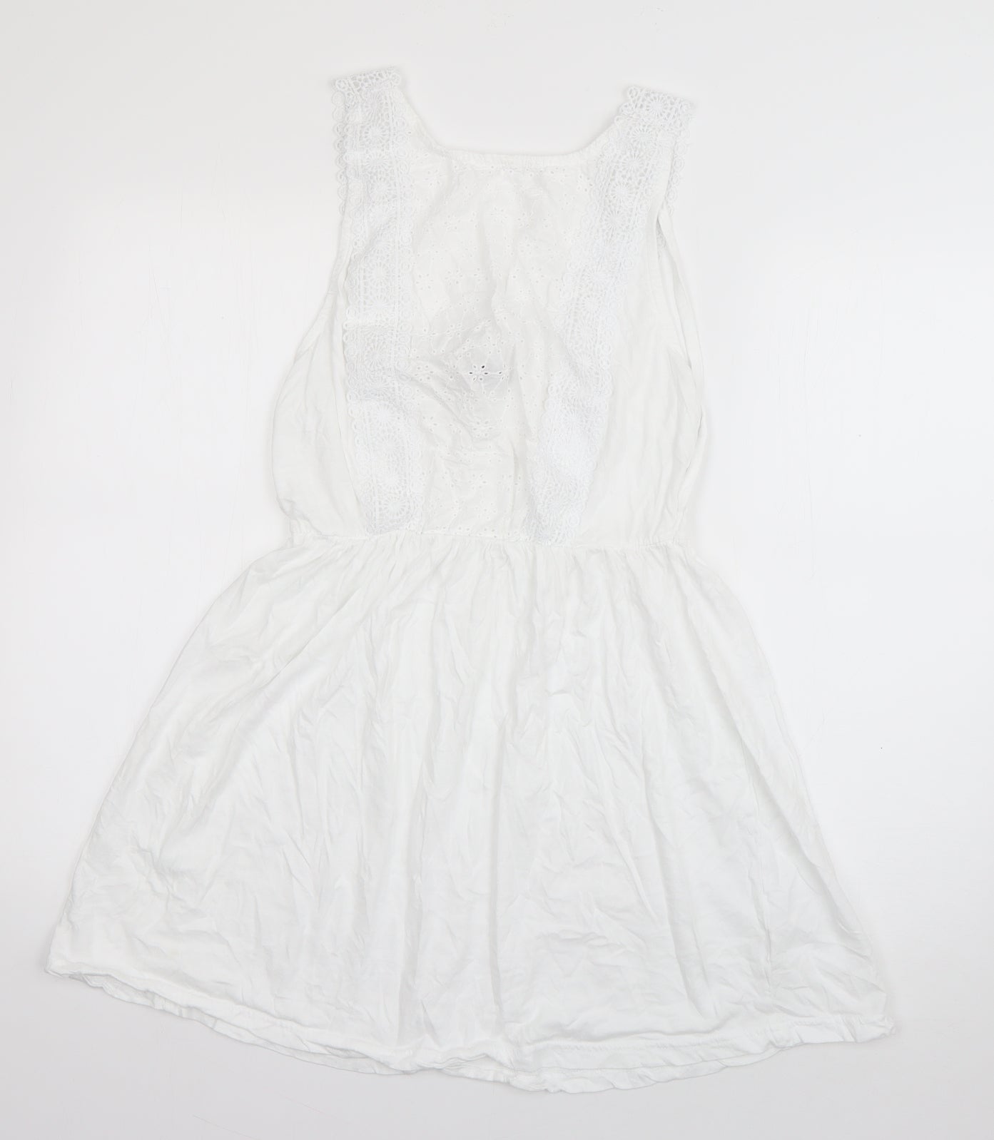 Atmosphere Womens White  Cotton Skater Dress  Size 14  Round Neck Pullover