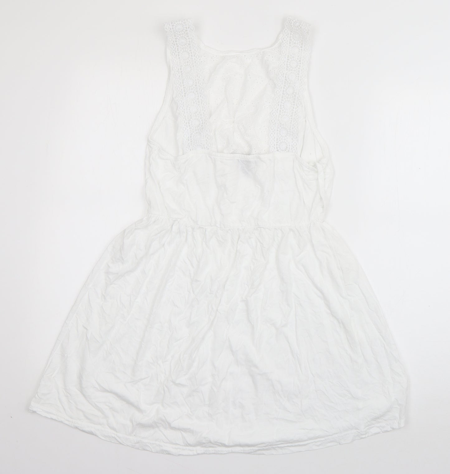 Atmosphere Womens White  Cotton Skater Dress  Size 14  Round Neck Pullover