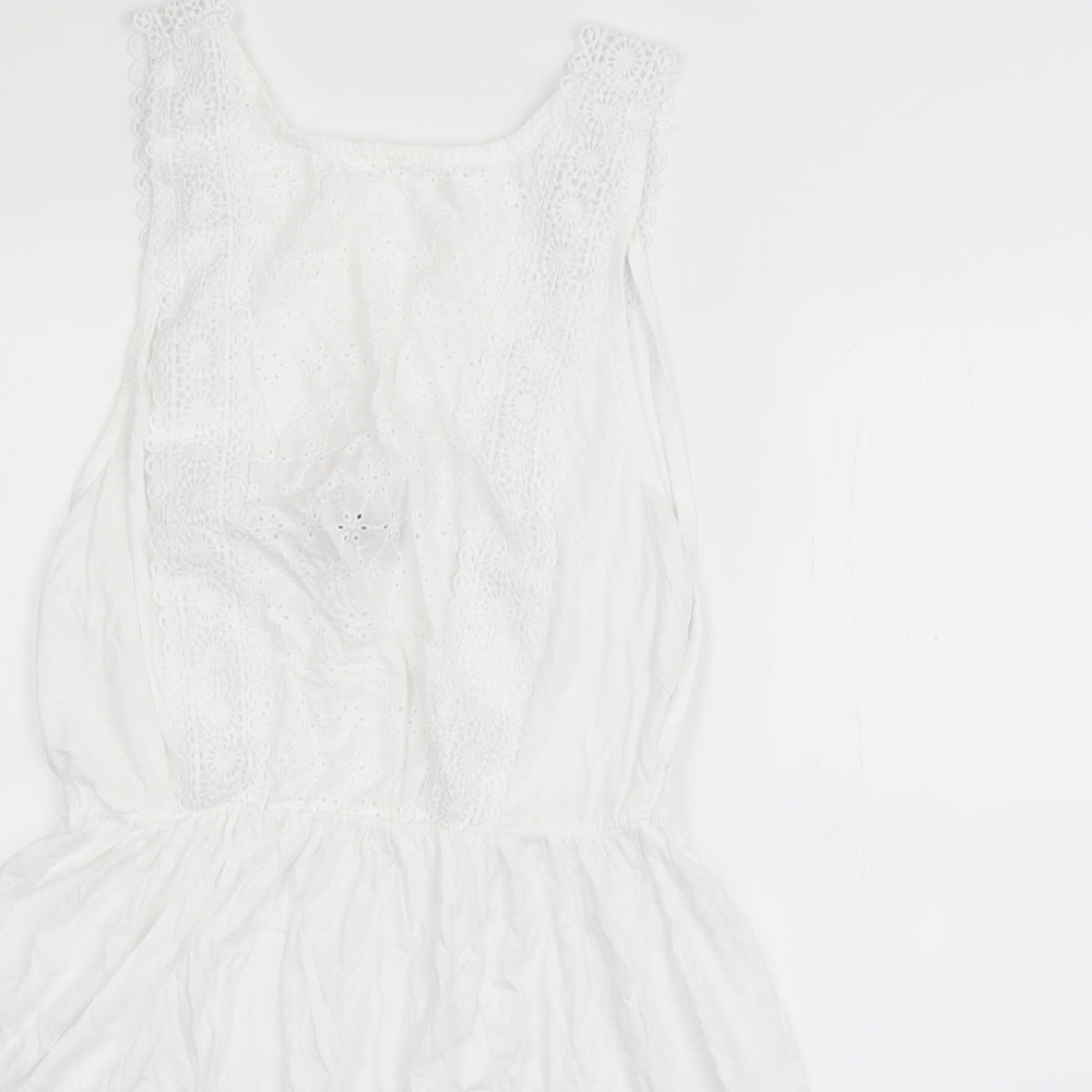 Atmosphere Womens White  Cotton Skater Dress  Size 14  Round Neck Pullover