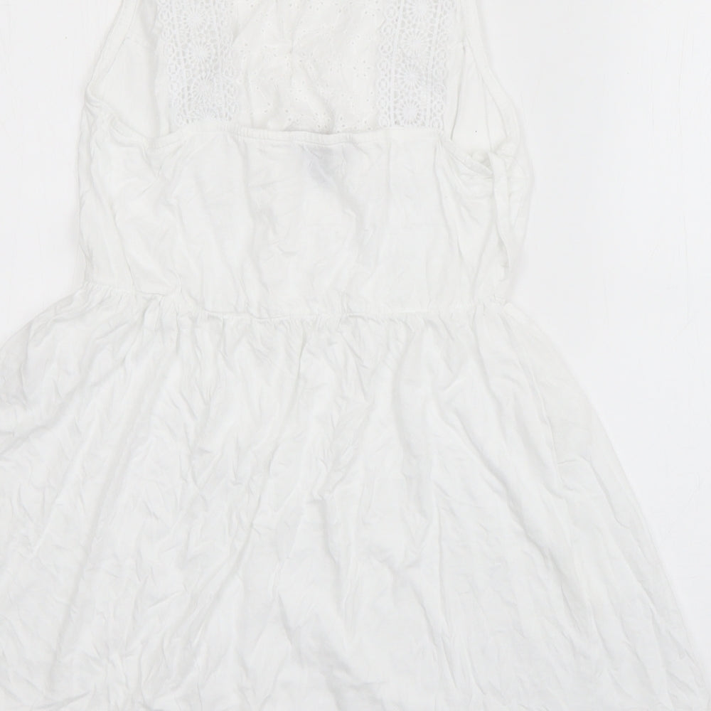 Atmosphere Womens White  Cotton Skater Dress  Size 14  Round Neck Pullover