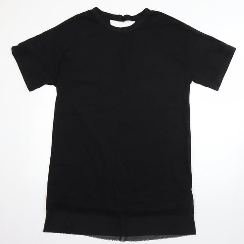 Sparkle & Fade Womens Black  Cotton T-Shirt Dress  Size M  Round Neck Pullover