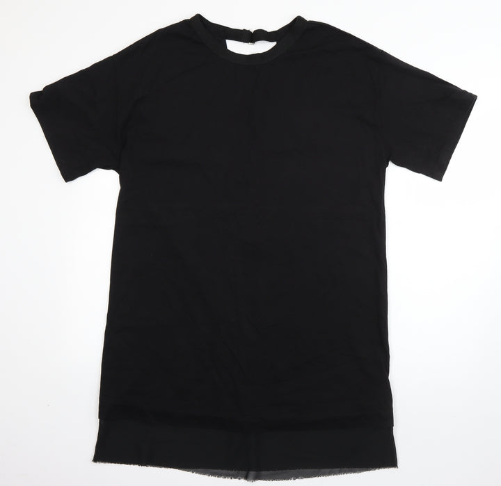 Sparkle & Fade Womens Black  Cotton T-Shirt Dress  Size M  Round Neck Pullover