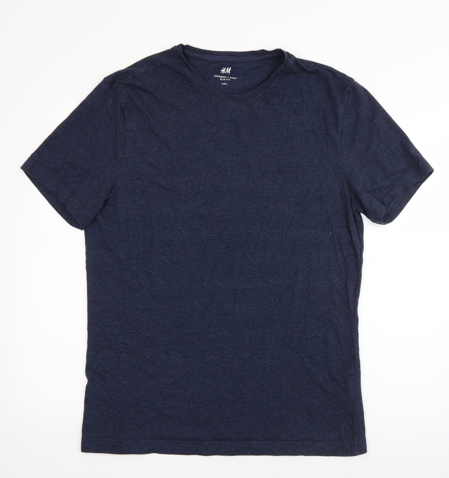 H&M Mens Blue  Cotton  T-Shirt Size L Roll Neck