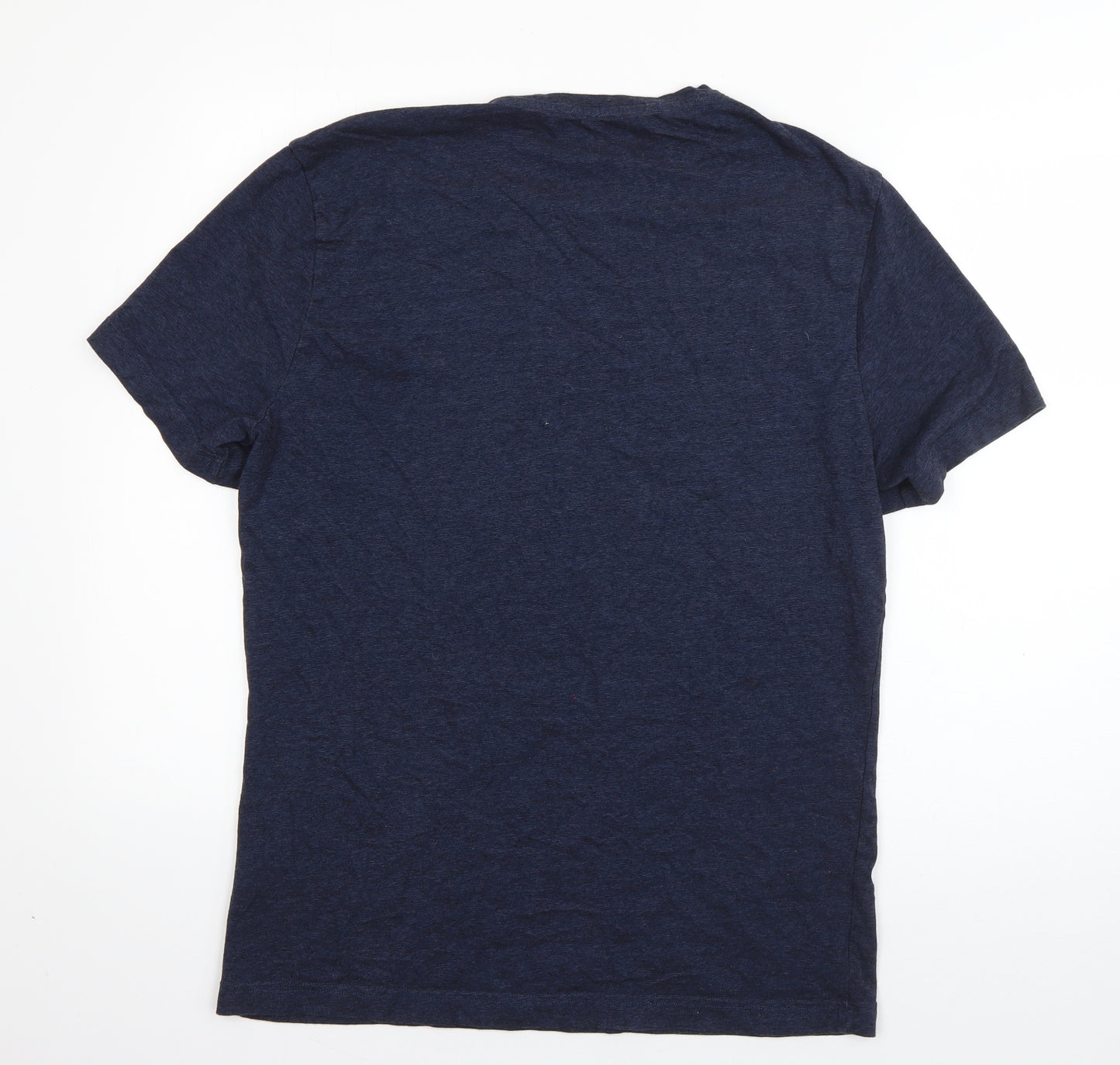 H&M Mens Blue  Cotton  T-Shirt Size L Roll Neck