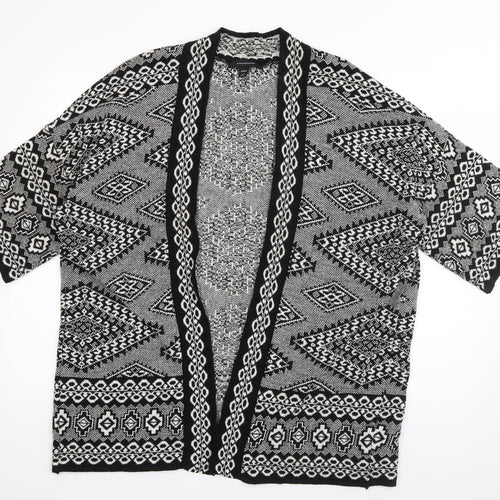 Atmosphere Womens Black V-Neck Geometric Acrylic Cardigan Jumper Size M