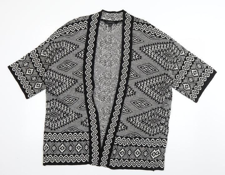Atmosphere Womens Black V-Neck Geometric Acrylic Cardigan Jumper Size M