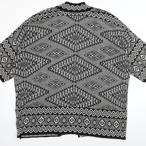Atmosphere Womens Black V-Neck Geometric Acrylic Cardigan Jumper Size M
