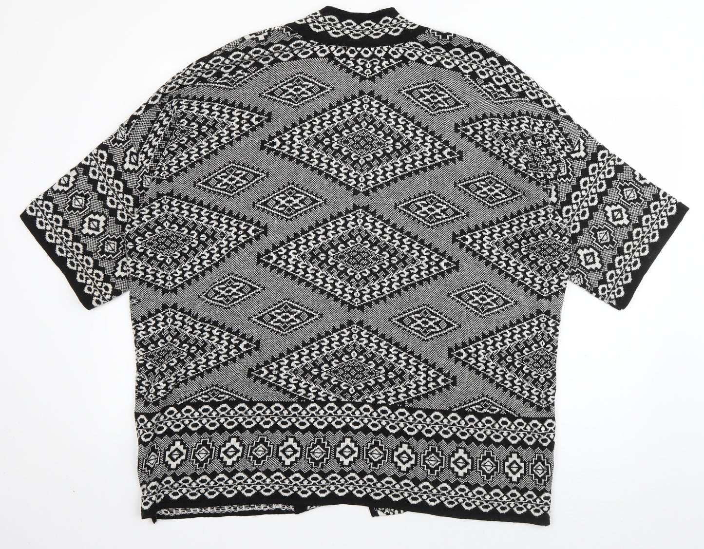 Atmosphere Womens Black V-Neck Geometric Acrylic Cardigan Jumper Size M