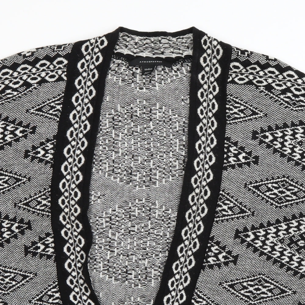 Atmosphere Womens Black V-Neck Geometric Acrylic Cardigan Jumper Size M