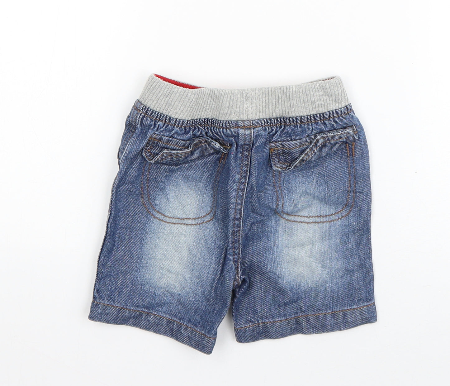 Baby Boys Blue  Cotton Cropped Jeans Size 12-18 Months  Drawstring
