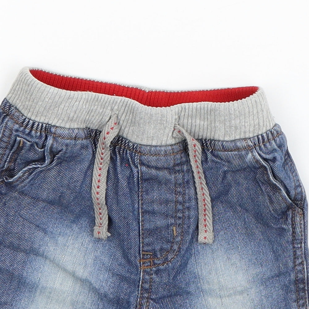 Baby Boys Blue  Cotton Cropped Jeans Size 12-18 Months  Drawstring