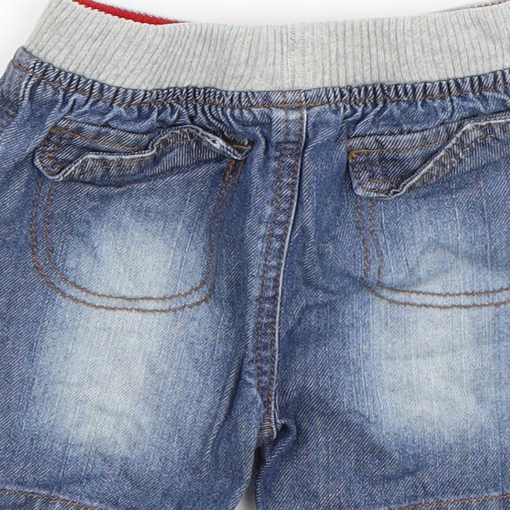 Baby Boys Blue  Cotton Cropped Jeans Size 12-18 Months  Drawstring