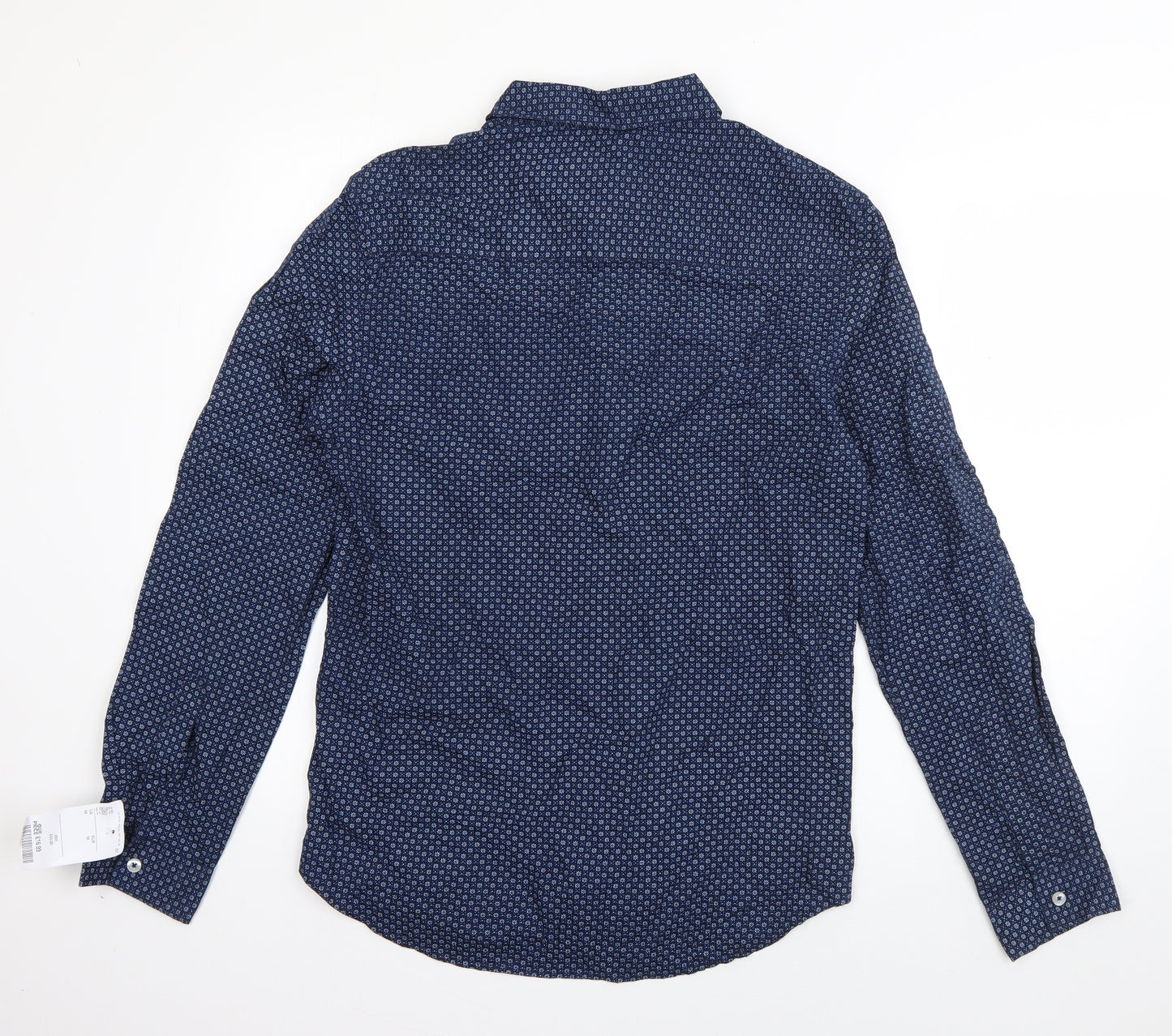 Independent Leaders Mens Blue Floral Cotton  Button-Up Size M Collared Button