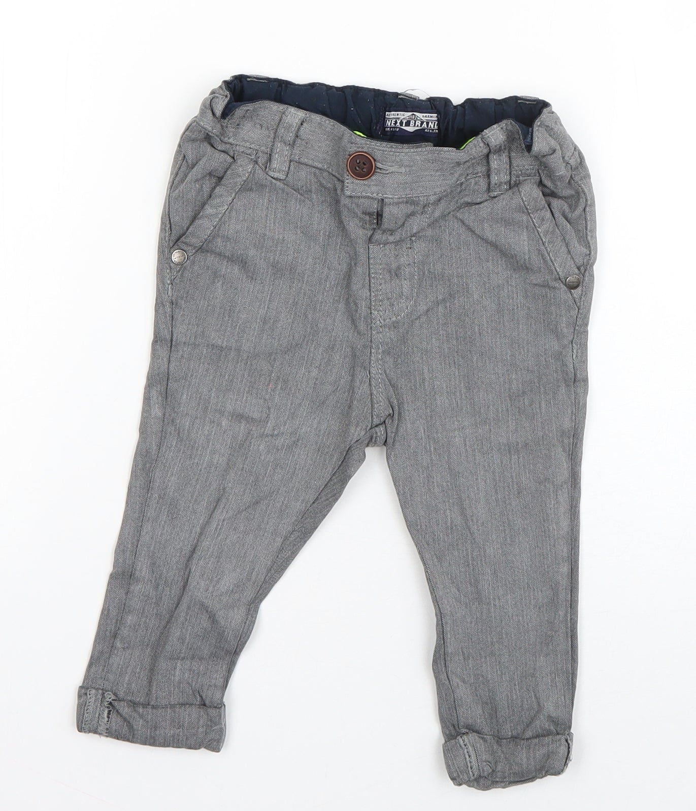 NEXT Boys Grey  Cotton Capri Trousers Size 9-12 Months  Zip