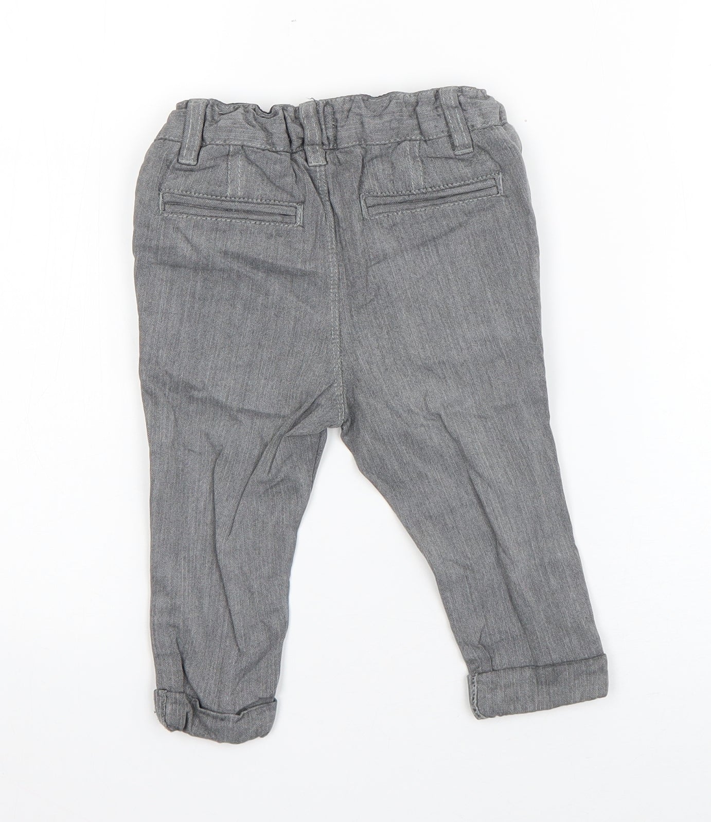 NEXT Boys Grey  Cotton Capri Trousers Size 9-12 Months  Zip