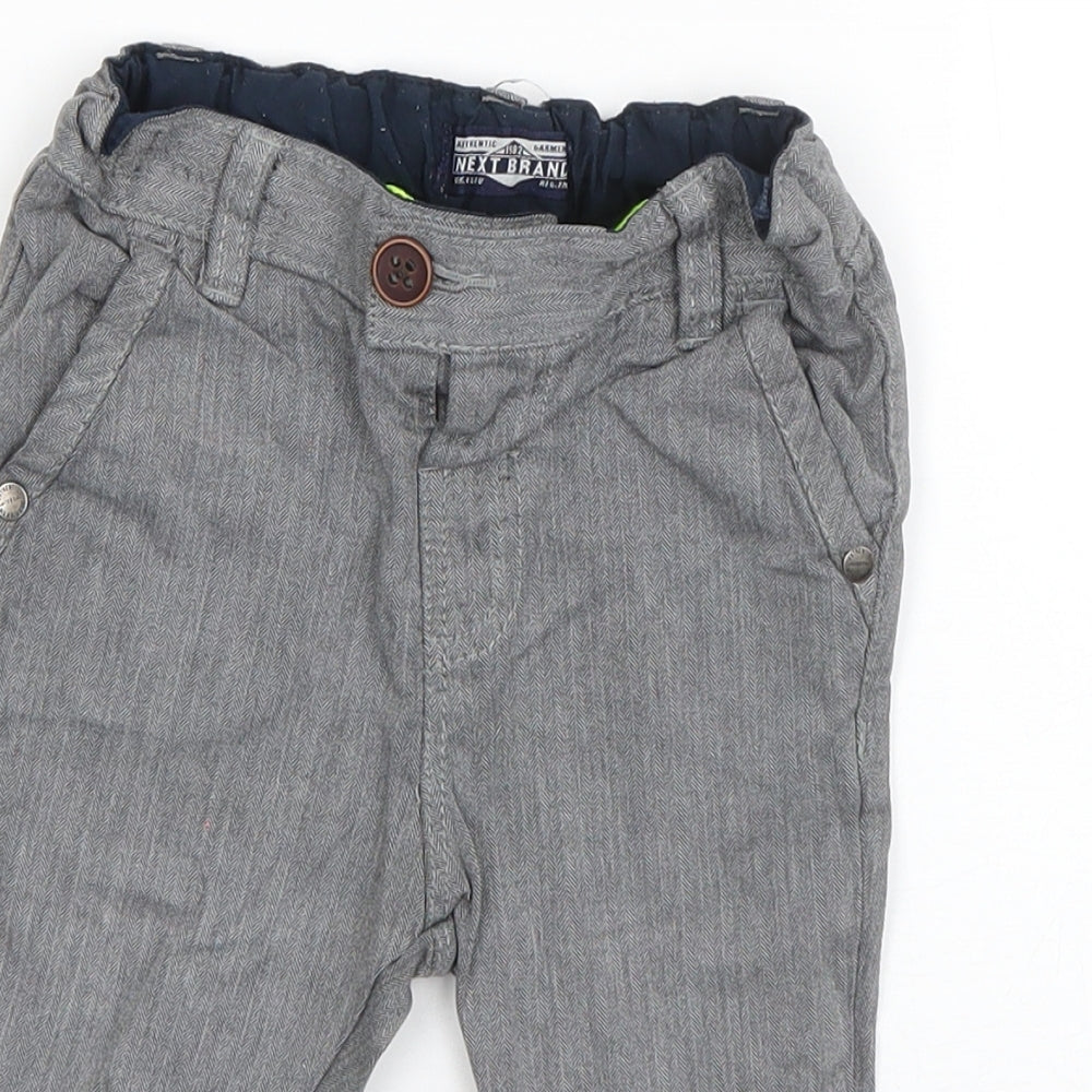 NEXT Boys Grey  Cotton Capri Trousers Size 9-12 Months  Zip