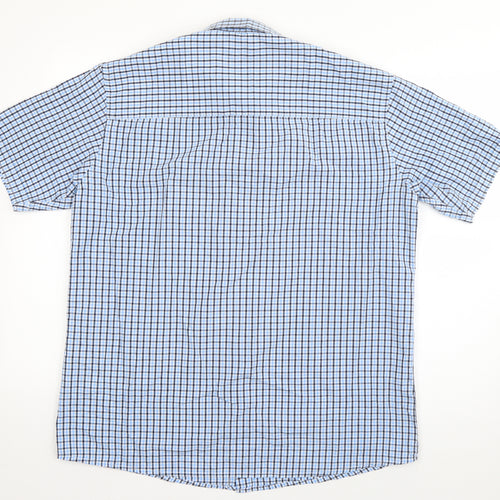 Originals Mens Blue Check Cotton  Button-Up Size L Collared Button