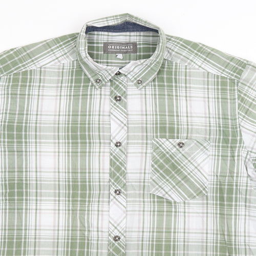 Originals Mens Green Plaid Cotton  Button-Up Size L Collared Button