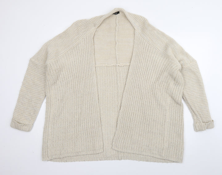 F&F Womens Ivory V-Neck Acrylic Cardigan Jumper Size 12