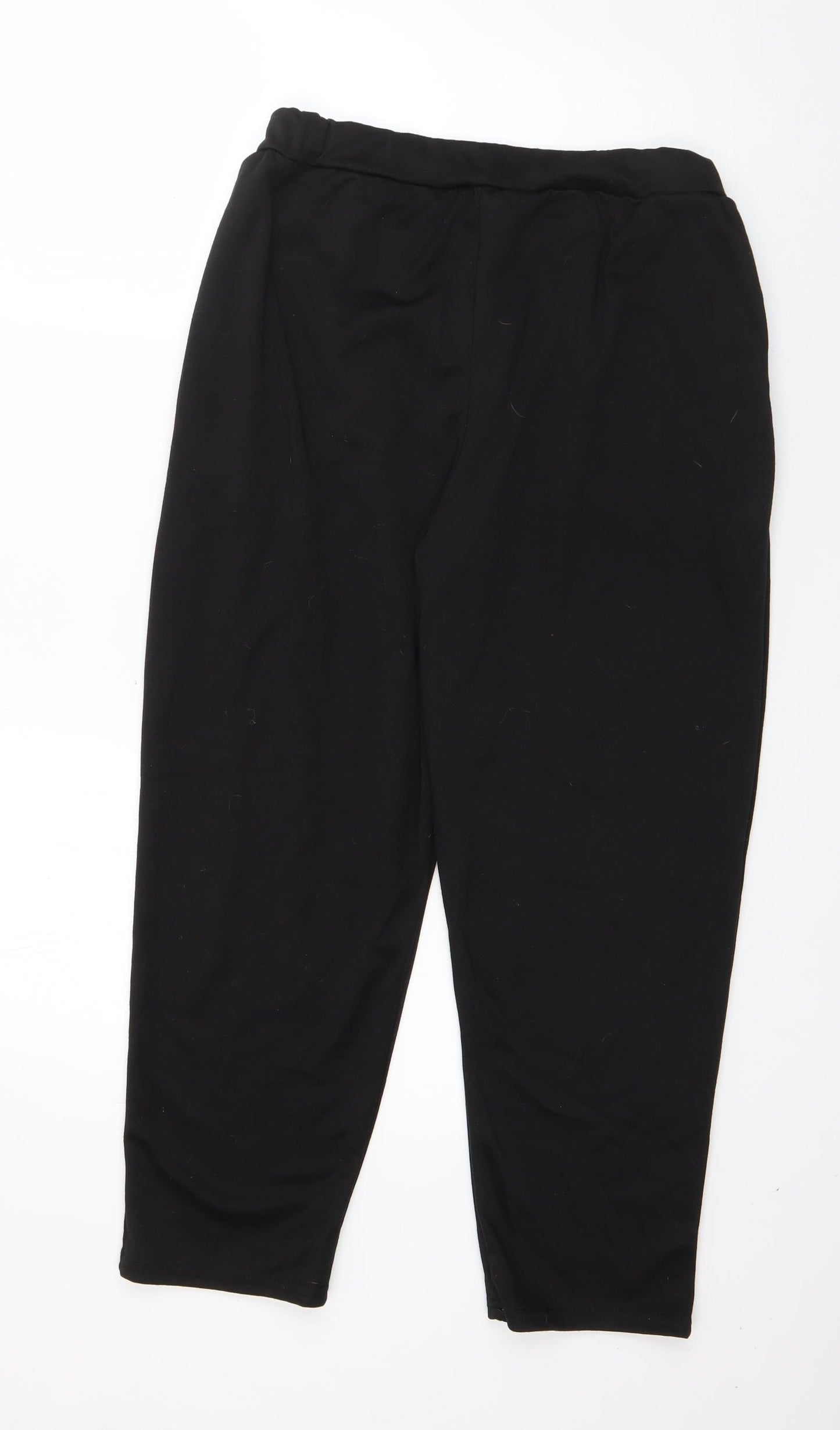 Preworn Womens Black  Polyester Jogger Trousers Size M L23 in Regular Drawstring