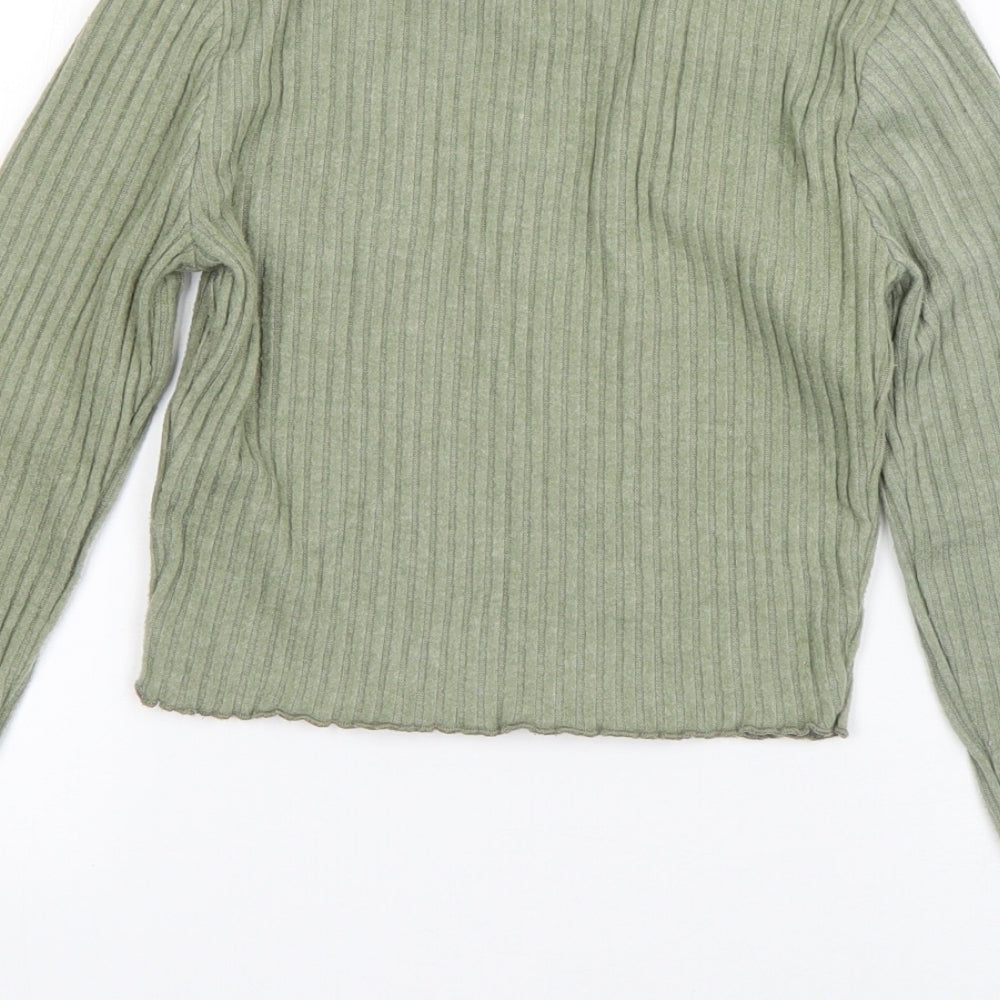 New Look Girls Green  Polyester Basic T-Shirt Size 10-11 Years Round Neck Pullover - Angel