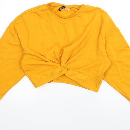 H&M Womens Orange  Cotton Pullover Sweatshirt Size M  Pullover - knot detail