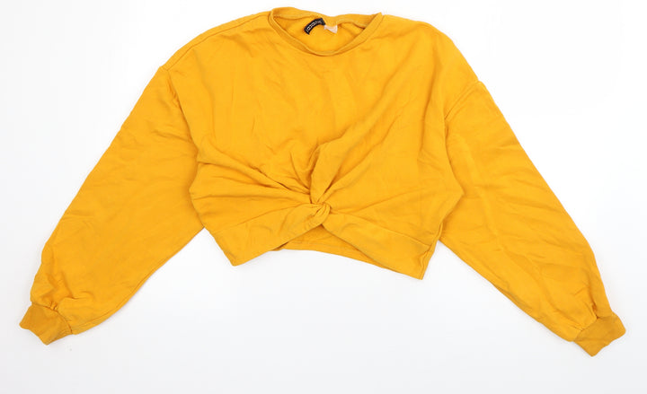 H&M Womens Orange Cotton Pullover Sweatshirt Size M Pullover - knot detail