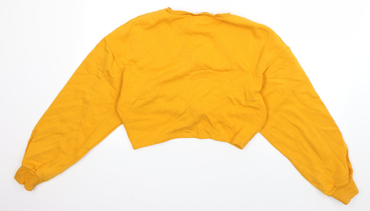 H&M Womens Orange  Cotton Pullover Sweatshirt Size M  Pullover - knot detail