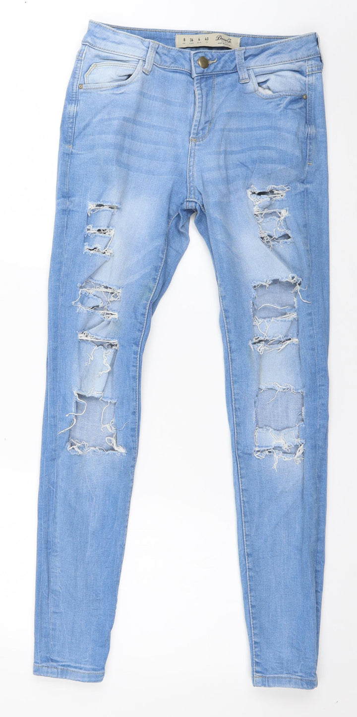 Denim & Co. Womens Blue Cotton Skinny Jeans Size 8 L28 in Regular Button