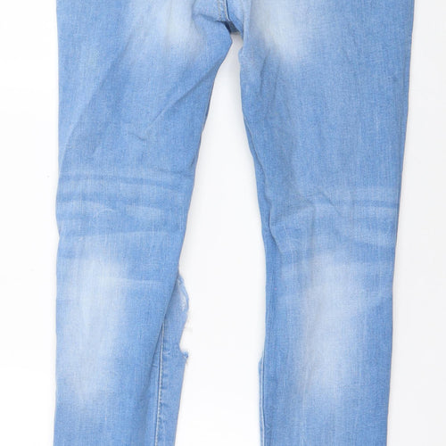 Denim & Co. Womens Blue  Cotton Skinny Jeans Size 8 L28 in Regular Button