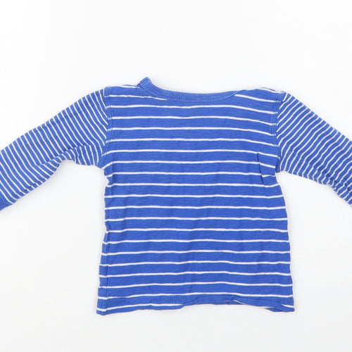 NEXT Baby Blue Striped Cotton Basic Blouse Size 9-12 Months Crew Neck