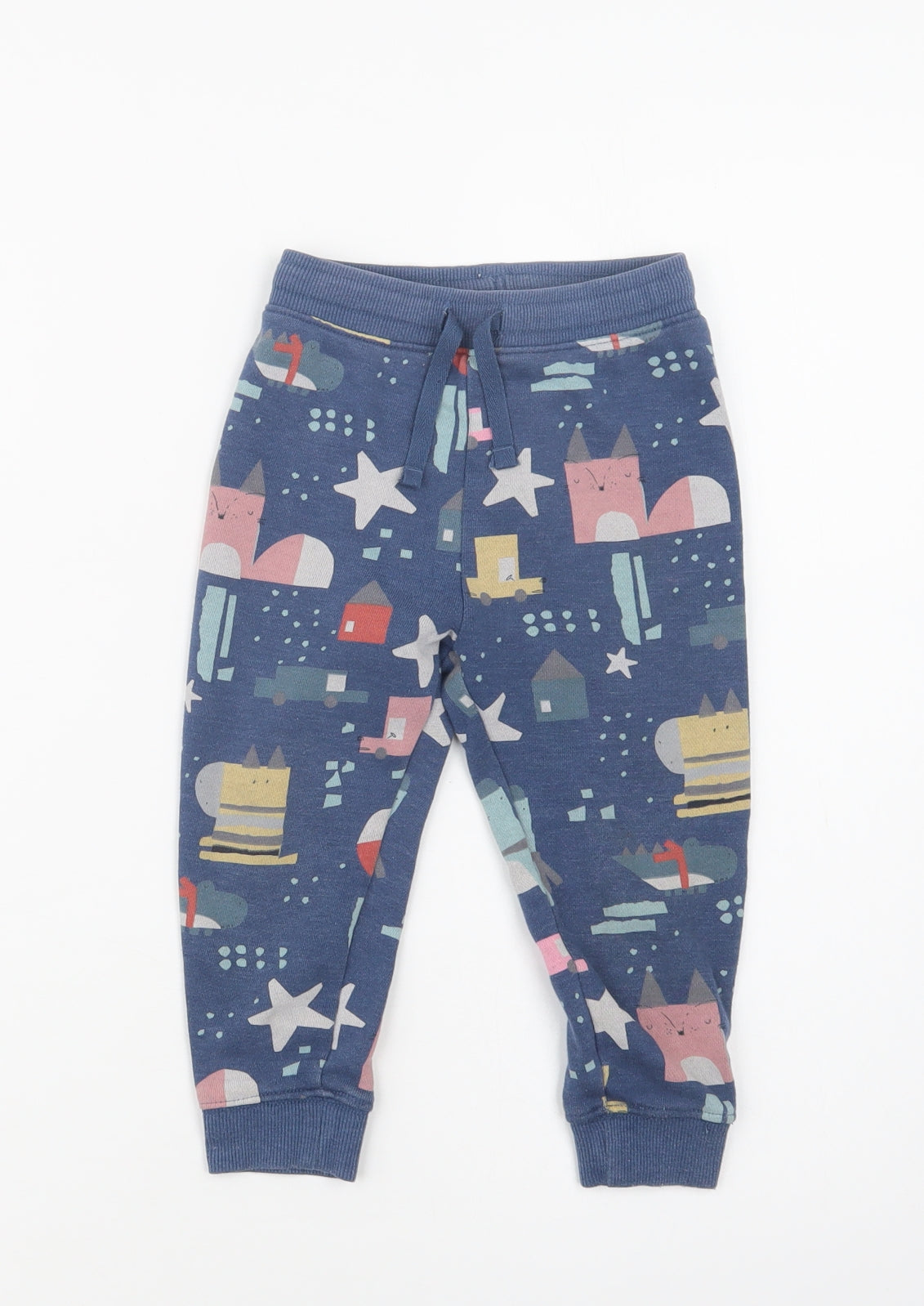 NEXT Baby Blue Geometric Coir Cropped Trousers Size 18-24 Months  Drawstring