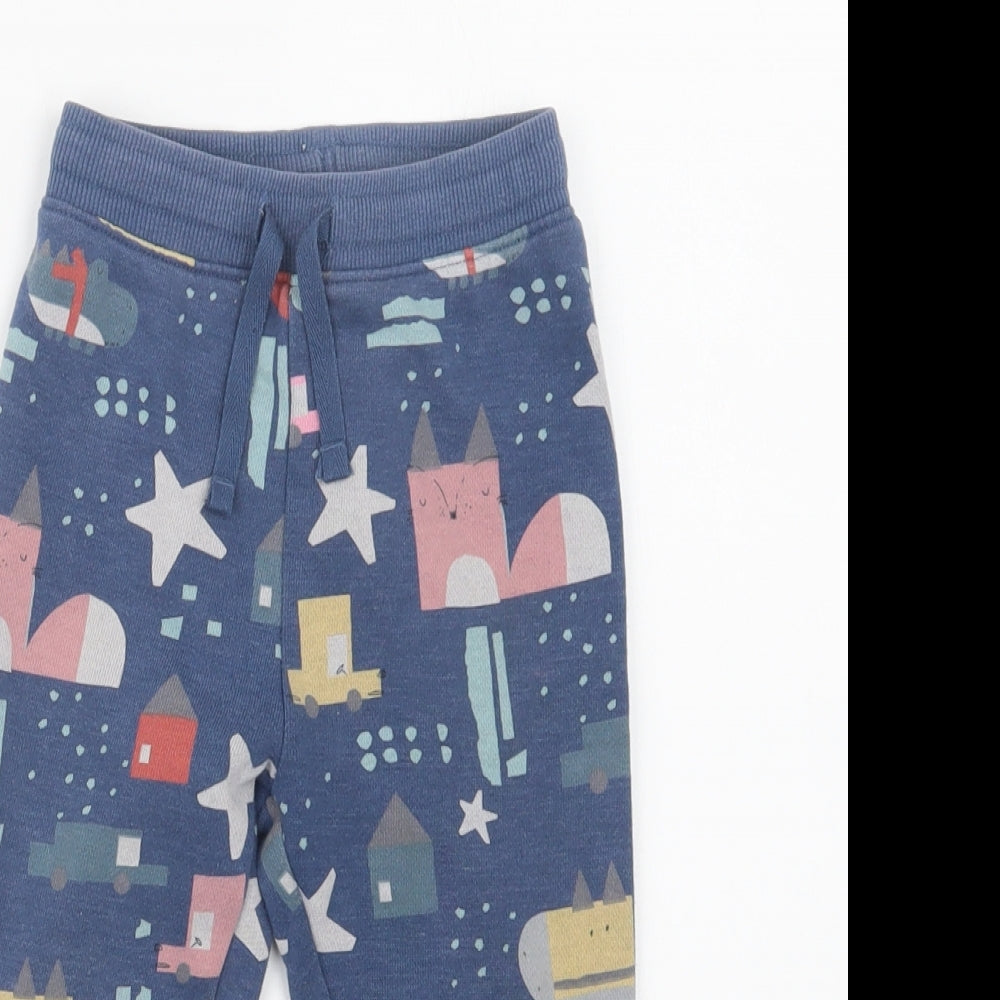 NEXT Baby Blue Geometric Coir Cropped Trousers Size 18-24 Months  Drawstring