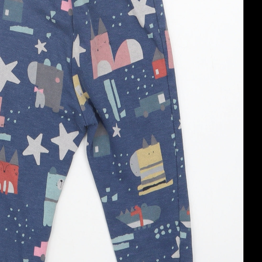 NEXT Baby Blue Geometric Coir Cropped Trousers Size 18-24 Months  Drawstring