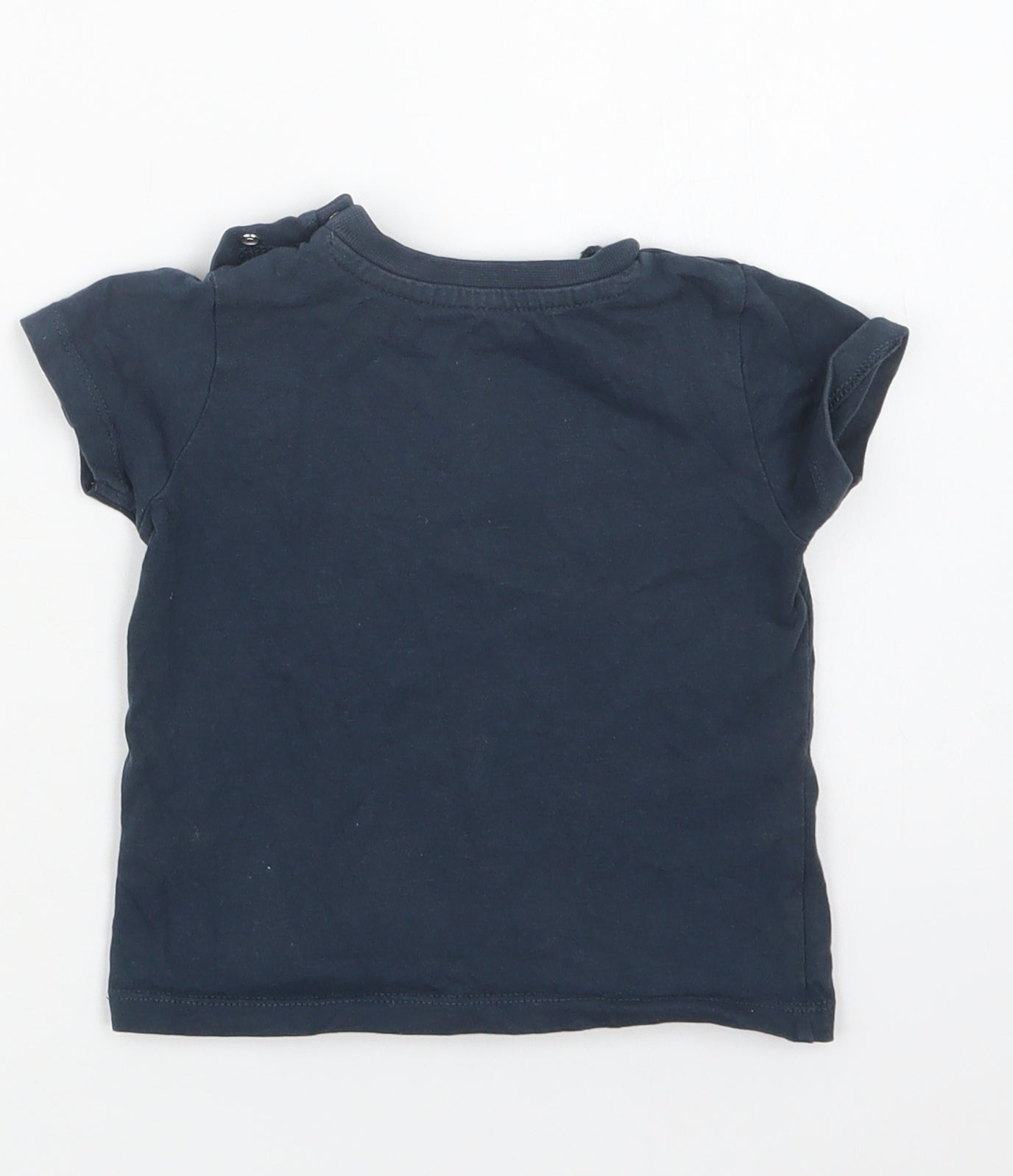 Nutmeg Baby Blue  Cotton Basic T-Shirt Size 9-12 Months Crew Neck Snap