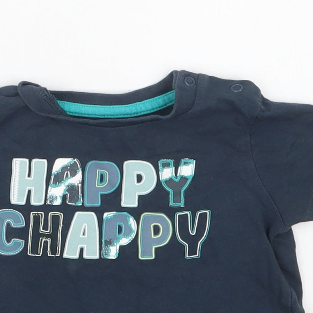 Nutmeg Baby Blue  Cotton Basic T-Shirt Size 9-12 Months Crew Neck Snap