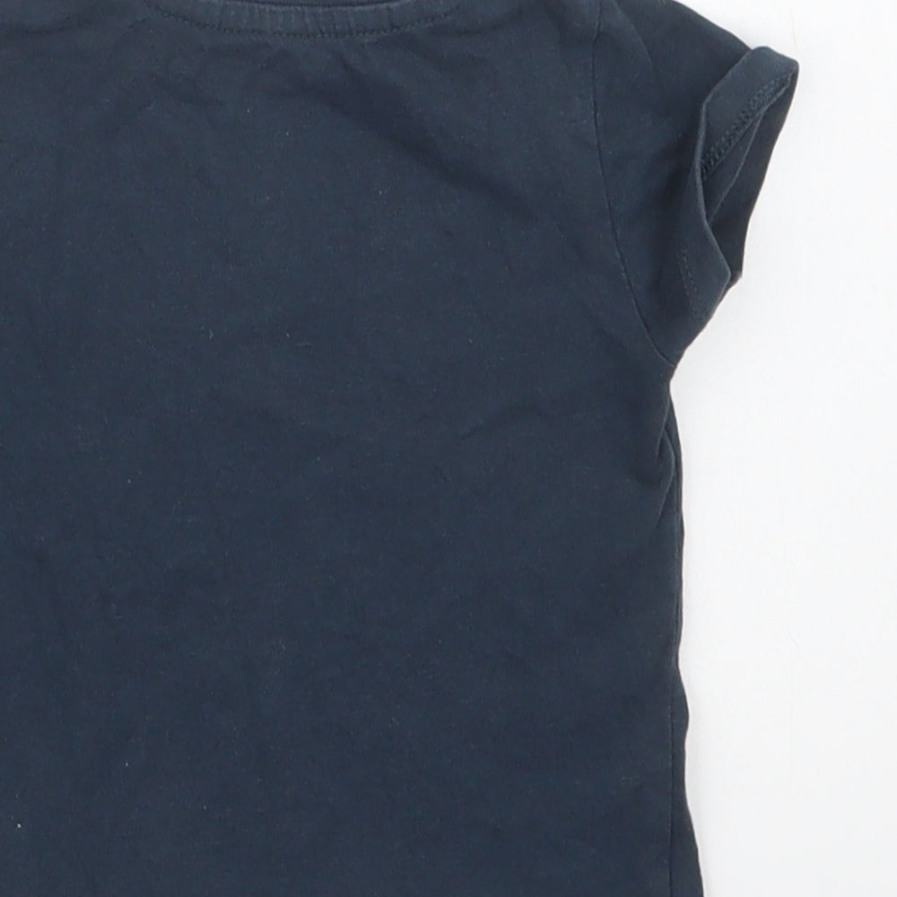 Nutmeg Baby Blue  Cotton Basic T-Shirt Size 9-12 Months Crew Neck Snap