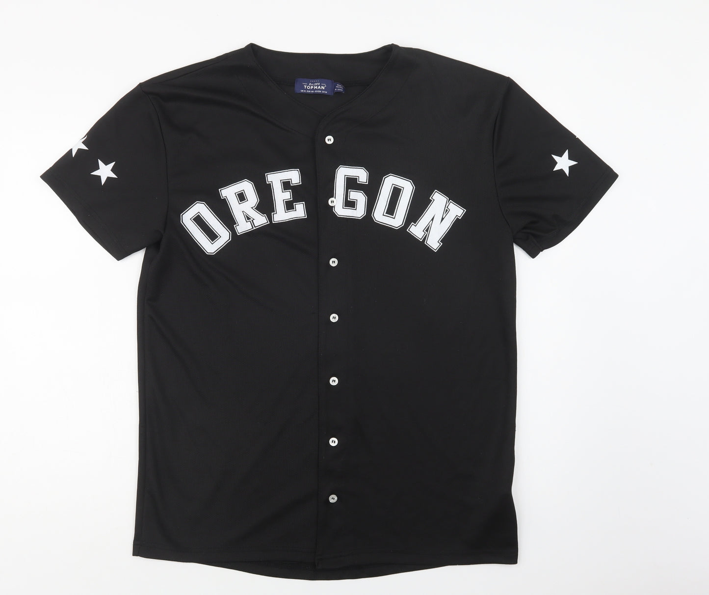 Topman Mens Black  Polyester  T-Shirt Size M V-Neck  - Oregon